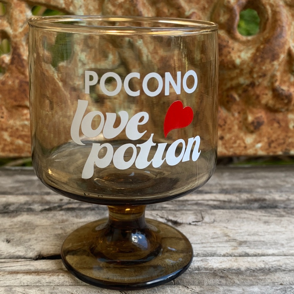 Vintage 70’s Smoky Glass Pocono Love Potion Glasses - Picture 2 of 8